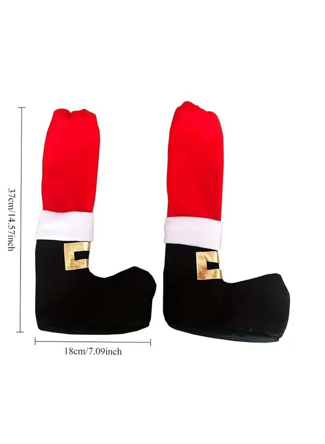 Christmas Chair Leg Covers 4pcs Red White Santa Design Durable Polyester Furniture Protectors - Image 4