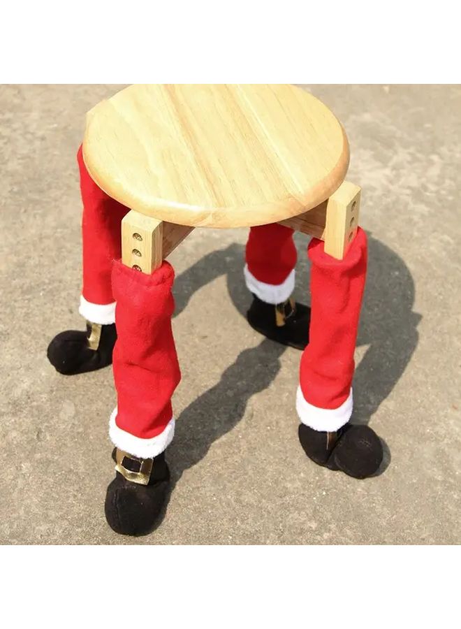 Christmas Chair Leg Covers 4pcs Red White Santa Design Durable Polyester Furniture Protectors - Image 3