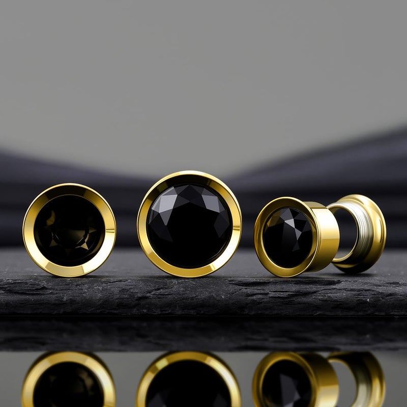 COOEAR Ear Gauges Plugs Stainless Gold Crystal Ear Plugs Screw Back Tunnel Expander Stretcher Piercing Jewelry 00g. - Image 5