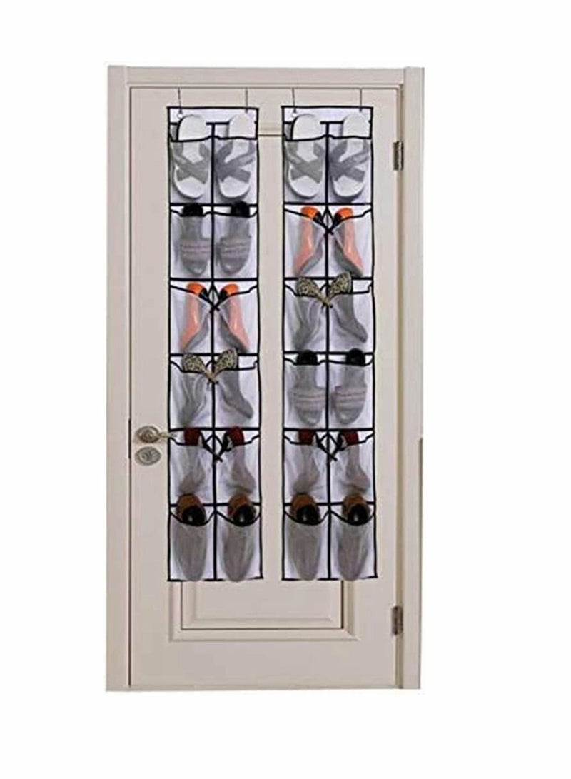 Pockets Over Door Shoe Storage Organiser Hanging Organizer Rack with Hooks Foldable Polyester Cotton Fabric Wardrobes for Gloves Hat Cup Toy  - Image 4