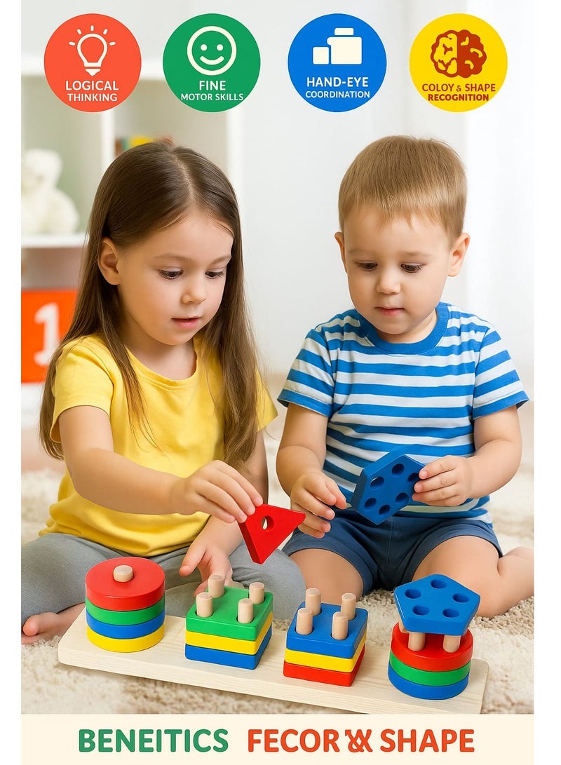 بي كيه ماكس لعبة مونتيسوري الخشبية من بي كيه ماكس لعمر 1-3 سنوات من الفتيات والأولاد والأطفال الصغار، ألعاب الفرز والتكديس للأطفال الصغار والأطفال - فارز الأشكال متعدد الألوان للأطفال الصغار، لعبة تعليمية، التعرف على الألوان، هدية اللغز - Image 5