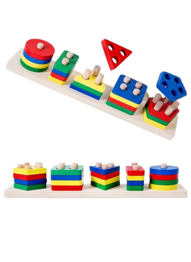 BKMax BKMax Montessori Wooden Toy for 1-3 years Girls Boys Toddlers, Sorting & Stacking Toys for Toddlers and Kids - Multicolour Shape Sorter for Toddlers, Educational Toy, Colour recognition, Puzzle Gift  - Image 1