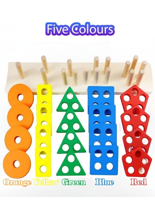 BKMax BKMax Montessori Wooden Toy for 1-3 years Girls Boys Toddlers, Sorting & Stacking Toys for Toddlers and Kids - Multicolour Shape Sorter for Toddlers, Educational Toy, Colour recognition, Puzzle Gift  - Image 2