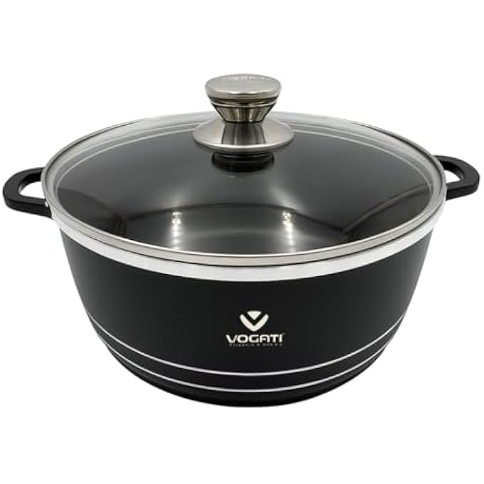 ريحني فوغاتي بطبقة من الجرانيت الأسود بحجم 36 سم مع غطاء قدر الطهي غير اللاصق، وعاء تقديم وعاء برياني متين بوزن 100 بيكو أرضية من الجرانيت الخالي من الجرانيت، دفء طعام للمنزل والمطبخ - Image 2