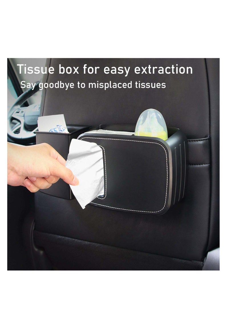 SYOSI Car Trash Can, Front Seat and Rear Tissue Box, Umbrella Storage Bag Storage Box, Easy to Install Automotive Accessories Interior for Any Car Back Seat(Black) - Image 2