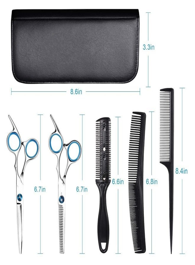 LAYZOO Hair Cutting Scissors Shears Kits, 10 Pcs Professional Hairdressing Scissors Set, Stainless Steel Hairdressing Shears Set Professional Thinning Scissors for Barber/Salon/Home/Men/Women/Kids/Adults - Image 4