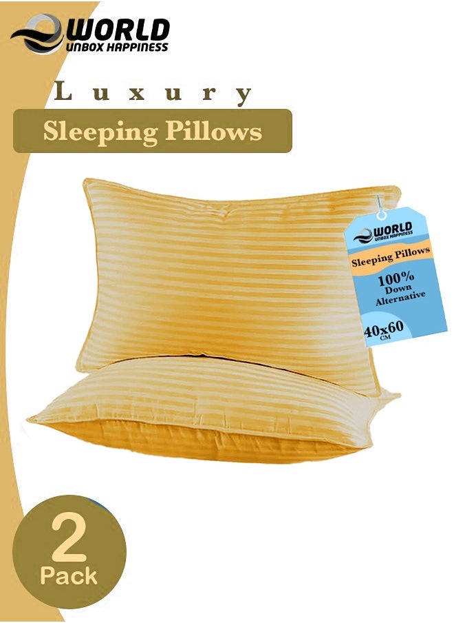Eworld Pack of 2 Premium Down Alternative Filled Bed Pillows, Featuring Breathable Cover, Microfiber Filling and Plush Bounce-Back Design, Hypoallergenic and Luxurious Hotel Quality Pillow Set, Available in Elegant Color Options  - Image 1