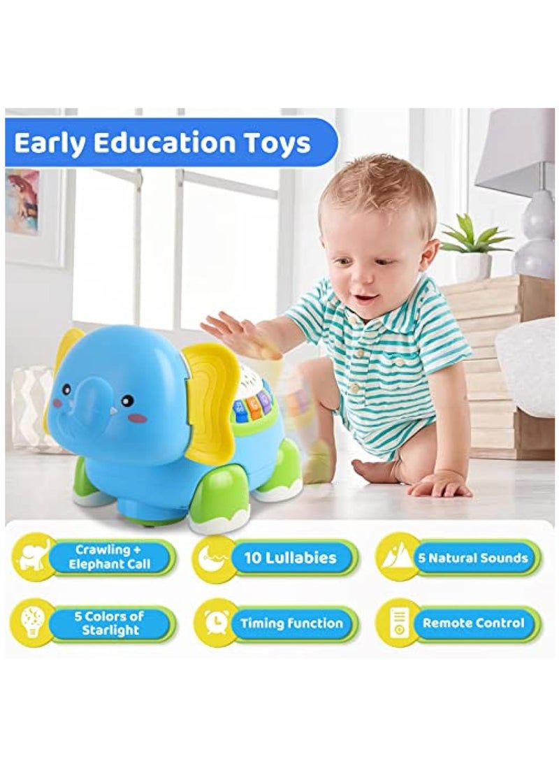 YelaJoy Baby Toys, Elephant Crawling Musical Baby Toys, Early Learning Educational Toy Starlight & Music, Birthday Gift for Toddler Boy Girl,0 3 6 12 18month  - Image 3