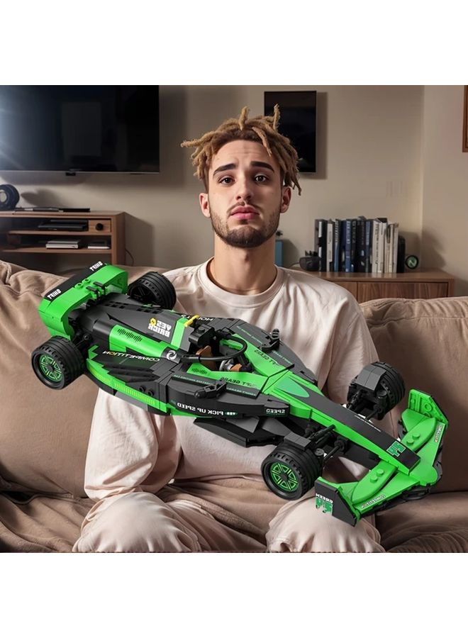 كتل بناء سيارة السباق الخضراء 1315 جزيئة نموذج لتزيين المنزل هدية - Image 2