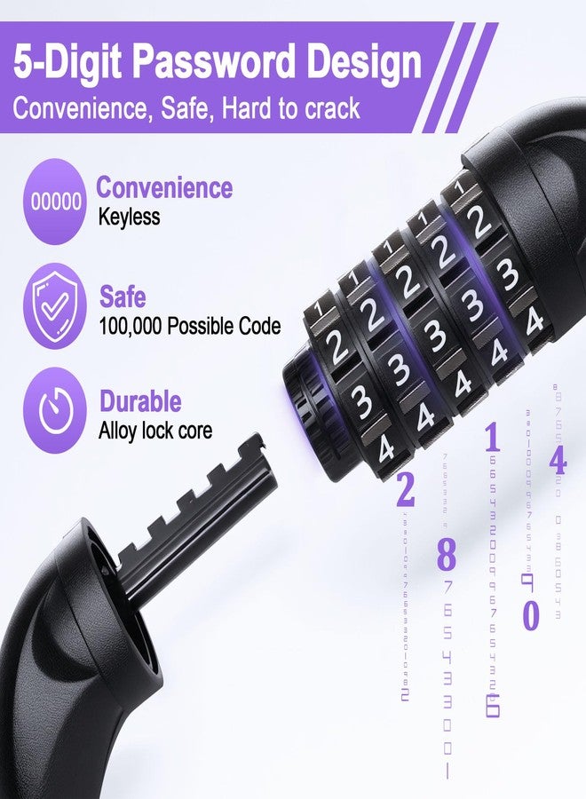 NDakter Bike Lock, 5 Digit Combination Heavy Duty Anti Theft Bicycle Chain Lock,2.62/3.2/4.27/5/6Ft Long Security Resettable Bike Locks for Bike, Bicycle, Scooter, Door, Gate, Fence-4/6mm Thick - Image 3