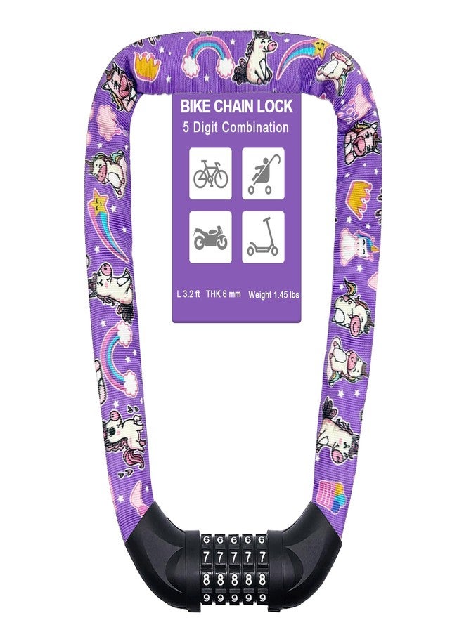 NDakter Bike Lock, 5 Digit Combination Heavy Duty Anti Theft Bicycle Chain Lock,2.62/3.2/4.27/5/6Ft Long Security Resettable Bike Locks for Bike, Bicycle, Scooter, Door, Gate, Fence-4/6mm Thick - Image 1
