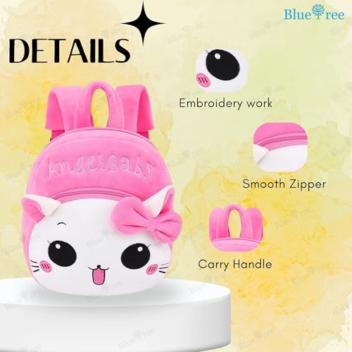 blue tree Cute Boy's and Girl's Plush Bag Medium Quality Full Embroidery Designs Mini Travel Backpack Angel baby - Image 4