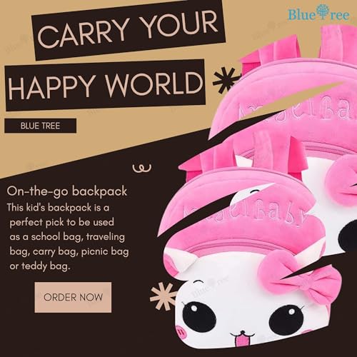 blue tree Cute Boy's and Girl's Plush Bag Medium Quality Full Embroidery Designs Mini Travel Backpack Angel baby - Image 5