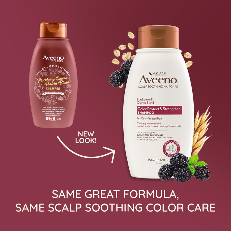 Aveeno OGX Aveeno Color Protect Strengthen+ Blackberry Quinoa Shampoo, Fresh, 12 Fl Oz - Image 2