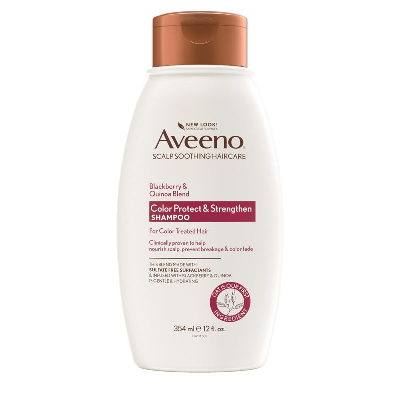 Aveeno OGX Aveeno Color Protect Strengthen+ Blackberry Quinoa Shampoo, Fresh, 12 Fl Oz - Image 1