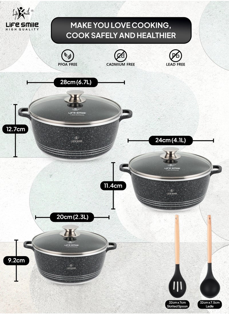 Life Smile Cookware Set 8 pieces - Pots set Induction Bottom, Granite Non Stick Coating 100% PFOA FREE, Die Cast Cooking Set include Casseroles And Kitchen Utensils  - Image 3