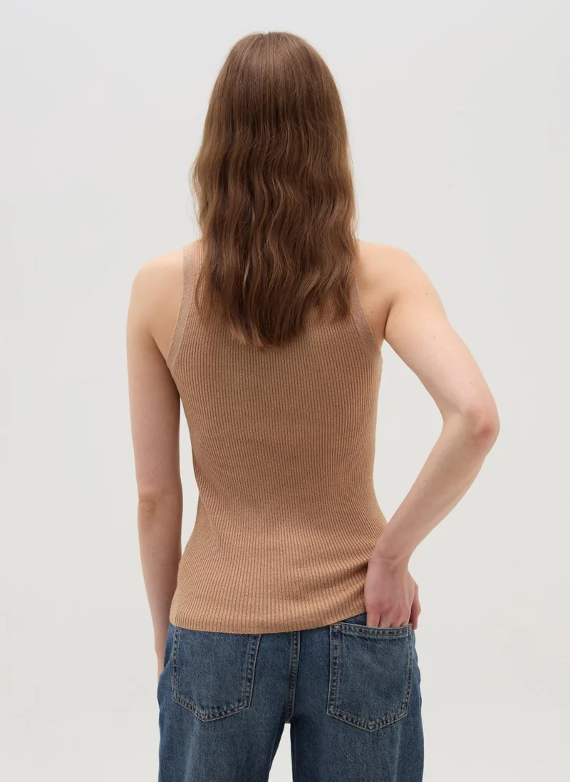 Ovs Ribbed tank top with lurex