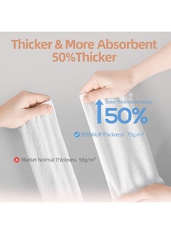 SEEDNUR Seednur Ultra Soft Face Towels, Clean Skin More Powerfully, Longer Thicker & More Absorbent, Suitable For All Skin Type (80 Sheets/ Bag)  - Image 4