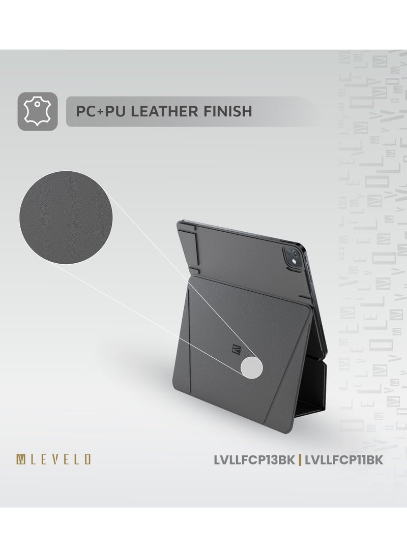 LEVELO - Luxora Folio Case for iPad Pro 11" 2024 / Strong Magnetic Hold / Multi-Fold Design / Adjustable Height - Black - Image 1
