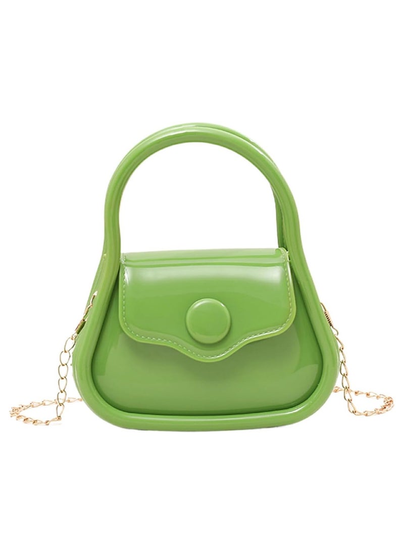 Generic Mini Jelly Wallet, PVC Small Crossbody Bag for Women, Small Crossbody Purse with Handle and Chain Strap green  - Image 1