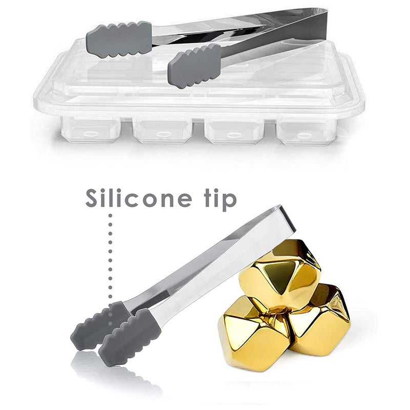 KEISSCO Stainless Steel Chilling Cubes Reusable Ice Cube Whiskey Stones for Drinks Beverage Jumbo Chilling Stones Set with Ice Tongs and Freezer Storage Tray for Whiskey, Gold Color Edition (8 Pack) - Image 5