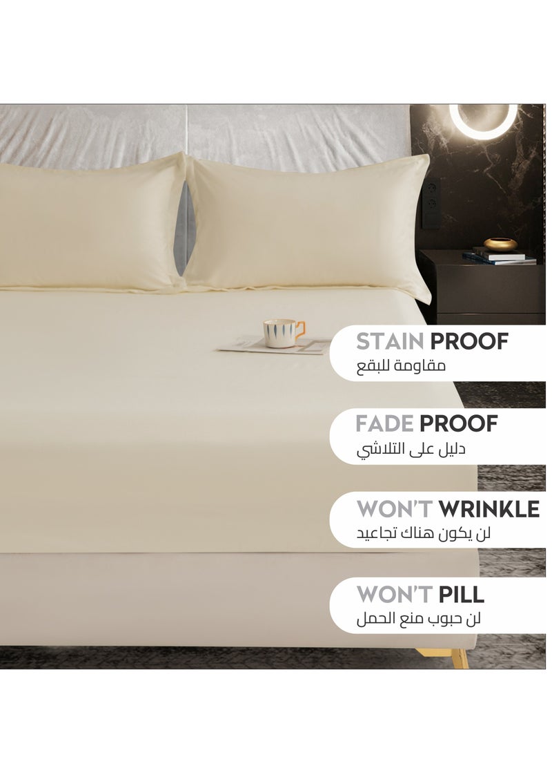 Donetella Bedding Fitted Sheet - Fits 120x200 Cm Bed For Twin Bed 2 Pcs (1 Fitted Sheet and 1 Pillowcase) - 30 Cm Deep Pocket - Solid Bed Sheet  - Image 4