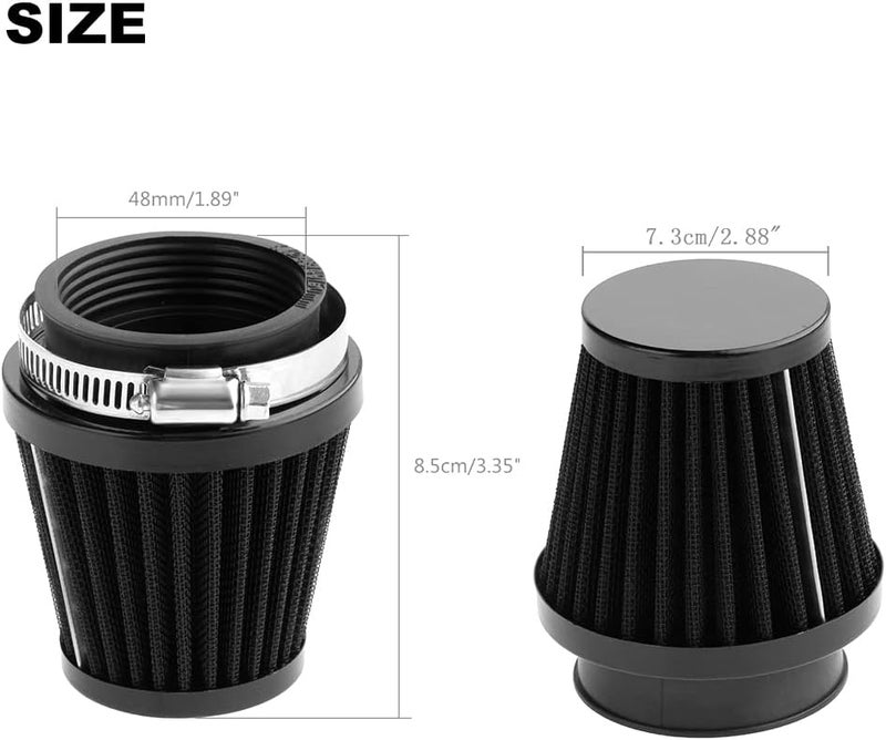 Mtsooning 48mm Motorcycle Air Filter, Clamp-on Intake Pod Cleaner Filter Replacement for Motorcycle ATV Dirt Pit Bike Go Kart 50-110cc - Image 5