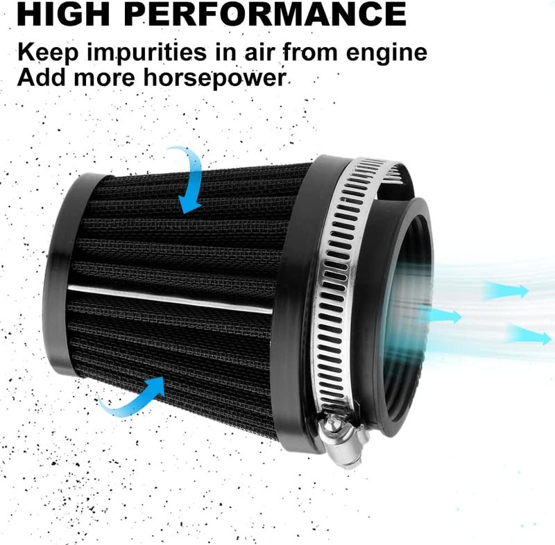 Mtsooning 48mm Motorcycle Air Filter, Clamp-on Intake Pod Cleaner Filter Replacement for Motorcycle ATV Dirt Pit Bike Go Kart 50-110cc - Image 2