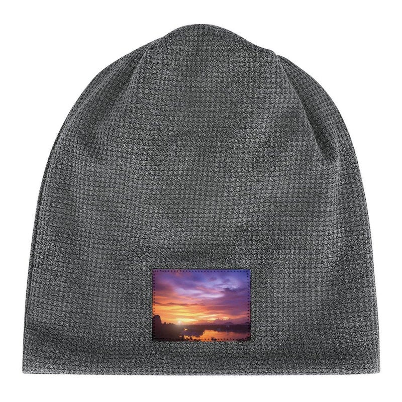 Soft Warm Winter Knit Hat Unisex Sunset Pattern Beanie Skull Cap Cuffed - Image 5