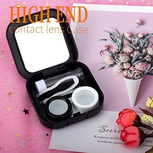 ofone Contact Lens Case, Cute Stars Moon Contact Holder Cases Kit with Lenses Remover Tool Tweezers Mirror Solution Bottle Portable Contacts Container Storage Box for Women (Black) - Image 2