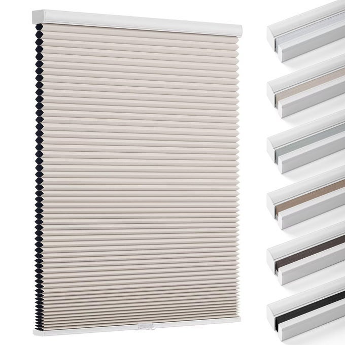 BLACKOUT BLINDS CORDLESS CELLULAR SHADES HONEYCOMB BLACKOUT SHADES ROOM DARKENING BLINDS PULL DOWN WINDOW SHADES EASY TO INSTALL HONEYCOMB WINDOW BLINDS FOR HOMEOFFICE BEIGE