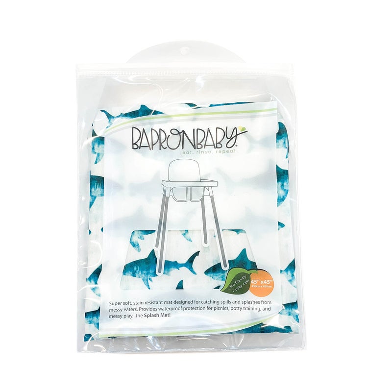 BapronBaby Shark Attack Splash Mat - Waterproof Catch-All for Under High Chairs, Floors, Tables, Playtime or Arts & Crafts - Machine Washable - 45" x 45â€ - Image 4