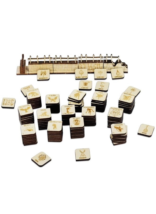 CZYY - DD Tabletop Game Tokens Fantasy RPG Hero and Monster Token Set of 112 Pieces Perfect for Dungeons  Dragons and Pathfinder Wooden - Image 1