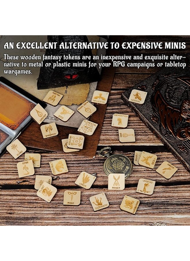 CZYY - DD Tabletop Game Tokens Fantasy RPG Hero and Monster Token Set of 112 Pieces Perfect for Dungeons  Dragons and Pathfinder Wooden - Image 1