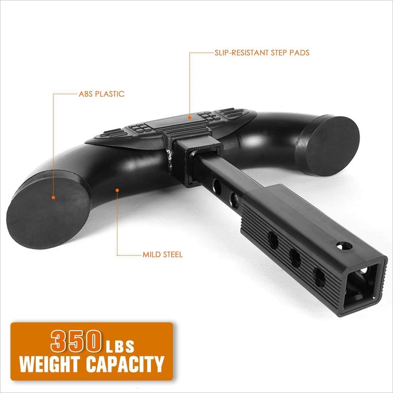 PM Performotor Universal Black Stainless Steel Trailer Tow Hitch Step Bar,Tailgate Bumper Guard Compatible with 1.25/2 Inch Receiver - Image 3