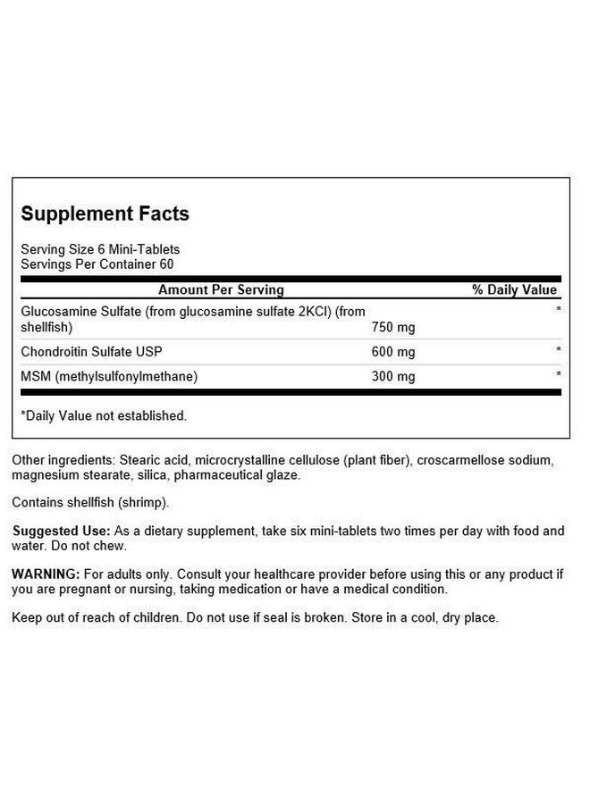 Swanson Mini-Tabs Glucosamine Chondroitin & Msm Joint Mobility Flexibility Comfort Cartilage Connective Tissue Health Support 750/600/300 Milligrams 360 Tabs - Image 2