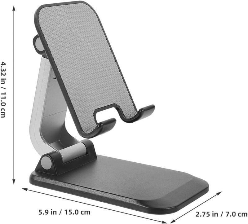 2pcs Foldable Cell Phone and Tablet Stand for Office Desk, Carbon Steel Adjustable Angle Holder in Black, Compact Portable Smartphone Bracket for Live Streaming and Desktop Use - Image 2