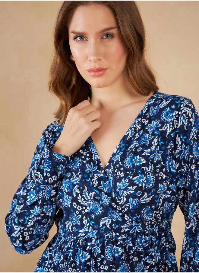 FEMELLA Floral Tiered Midi Dress