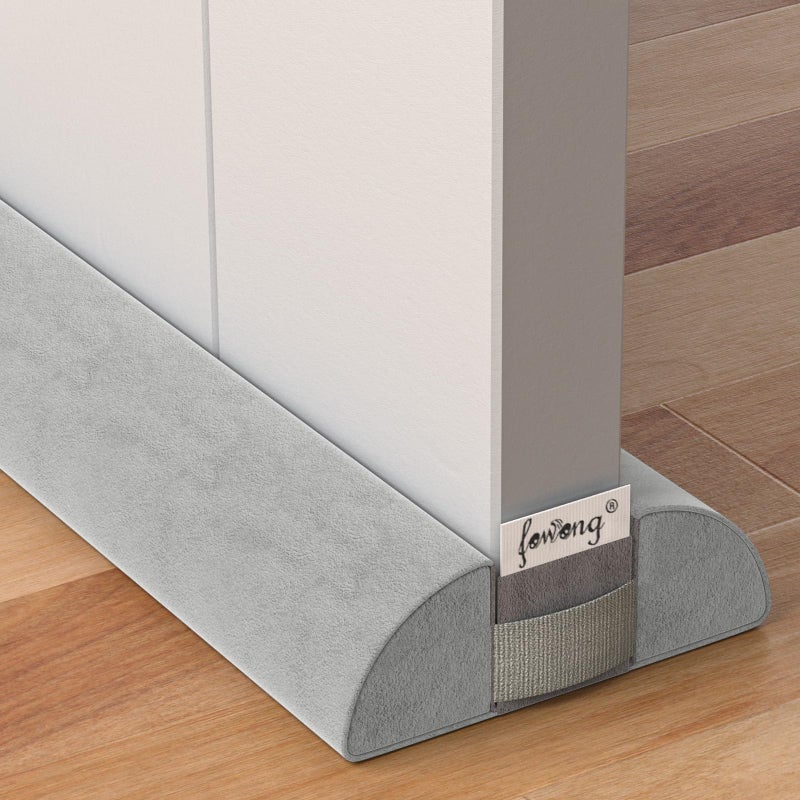 fowong Door Draft Stopper 30" Adjustable Under Door Noise Stopper for Bottom of Door, Triangle Door Guard Soundproofing Door Sweep Seal Large Gap up to 1.7", Easy to Install Grey - Image 1