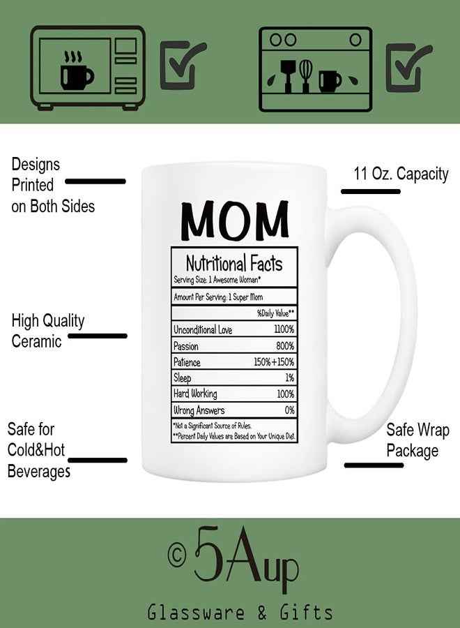 5Aup Mothers Day Christmas Gifts Mom Nutritional Facts Coffee Mug, Funny New Gag Novelty Gift from Child Daughter Son Kids Husband for Birthday, 11Oz Novelty Ceramic Cups - Image 3