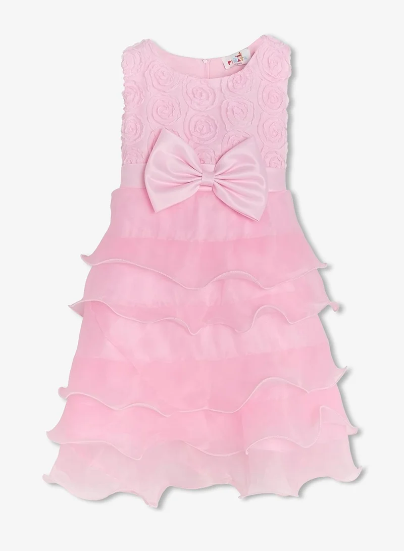 Pinata Pink Tiered Bow Occasion Dress