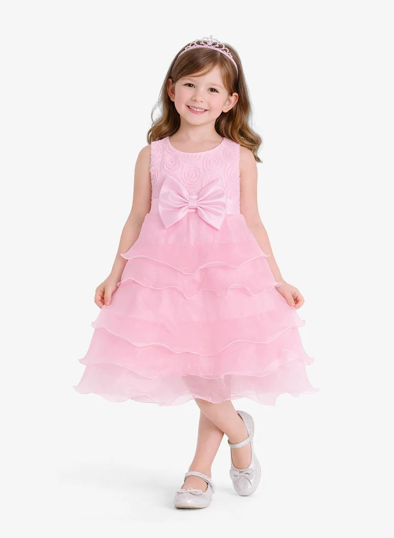 Pinata Pink Tiered Bow Occasion Dress
