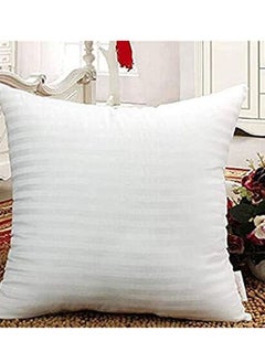 Maestro Maestro 2 Pcs Stripe Hotel Cushion Filler 90 GSM outer fabric, 450 grams with Microfiber filling, Size: 50 x 50, White  - Image 2