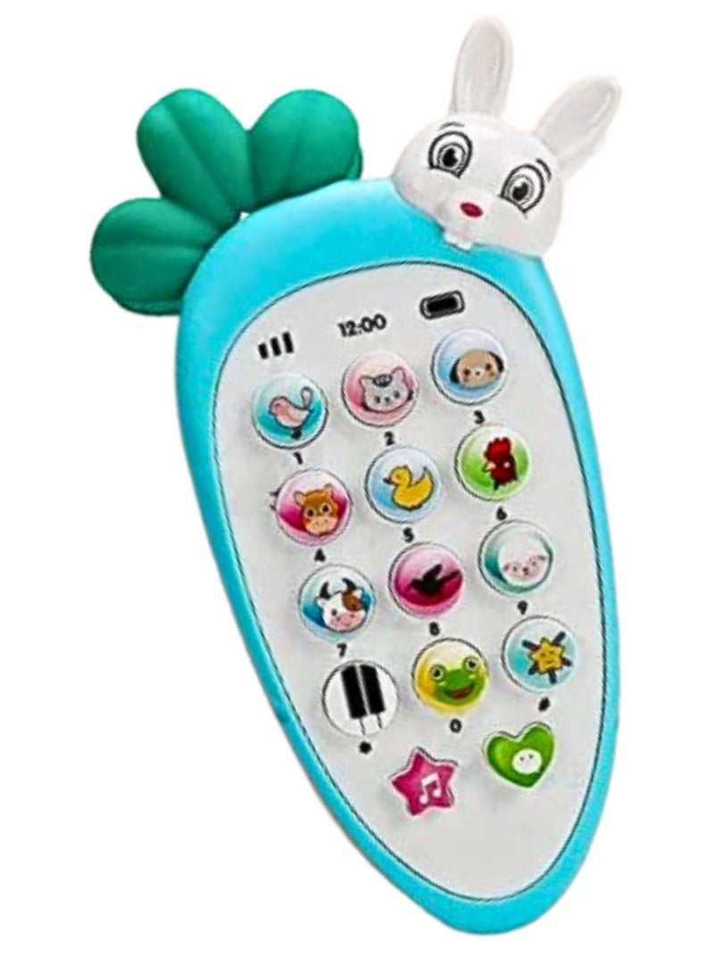 Toy Phone - Kids Phone, Music & Light (Carrot & Rabbit Shape) Light Green by TOYS-EGYPT - Image 1