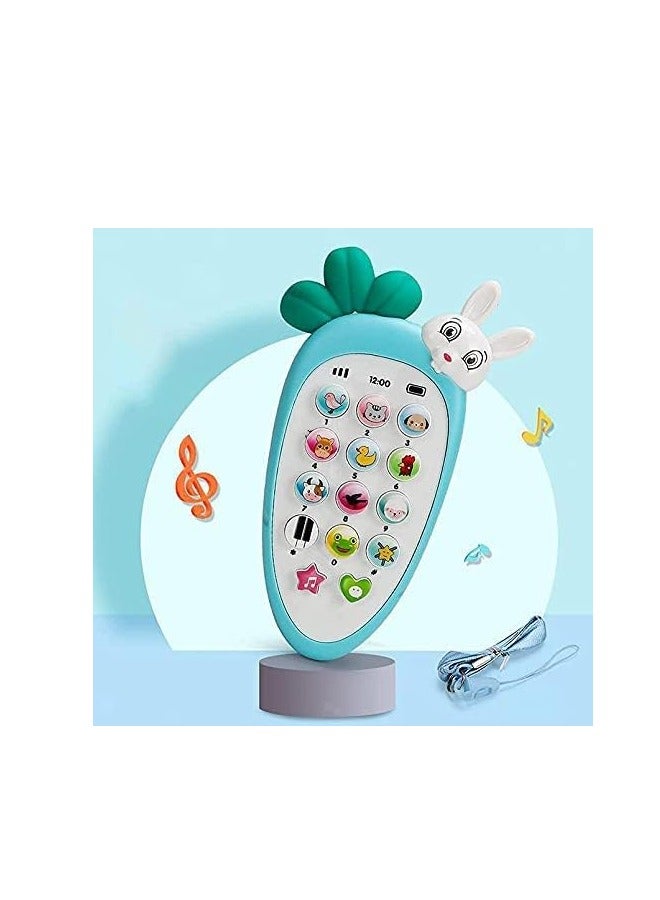 Toy Phone - Kids Phone, Music & Light (Carrot & Rabbit Shape) Light Green by TOYS-EGYPT - Image 2