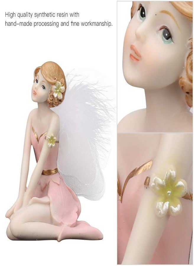 BORDSTRACT Flower Fairy Statue, Elegante Handmade Synthetic Resin Fairy Sitting Statue with Wings, Angel Ornaments for Home Desktop Garden Decor - Image 2
