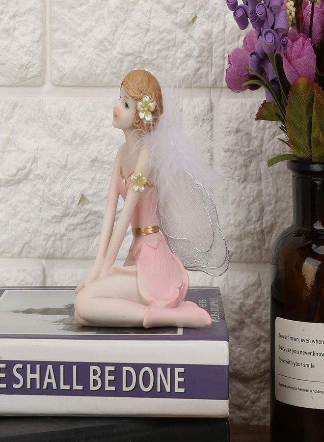 BORDSTRACT Flower Fairy Statue, Elegante Handmade Synthetic Resin Fairy Sitting Statue with Wings, Angel Ornaments for Home Desktop Garden Decor - Image 3