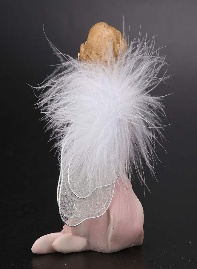 BORDSTRACT Flower Fairy Statue, Elegante Handmade Synthetic Resin Fairy Sitting Statue with Wings, Angel Ornaments for Home Desktop Garden Decor - Image 5