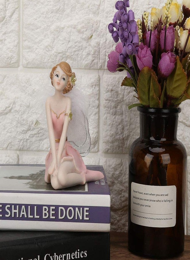 BORDSTRACT Flower Fairy Statue, Elegante Handmade Synthetic Resin Fairy Sitting Statue with Wings, Angel Ornaments for Home Desktop Garden Decor - Image 4