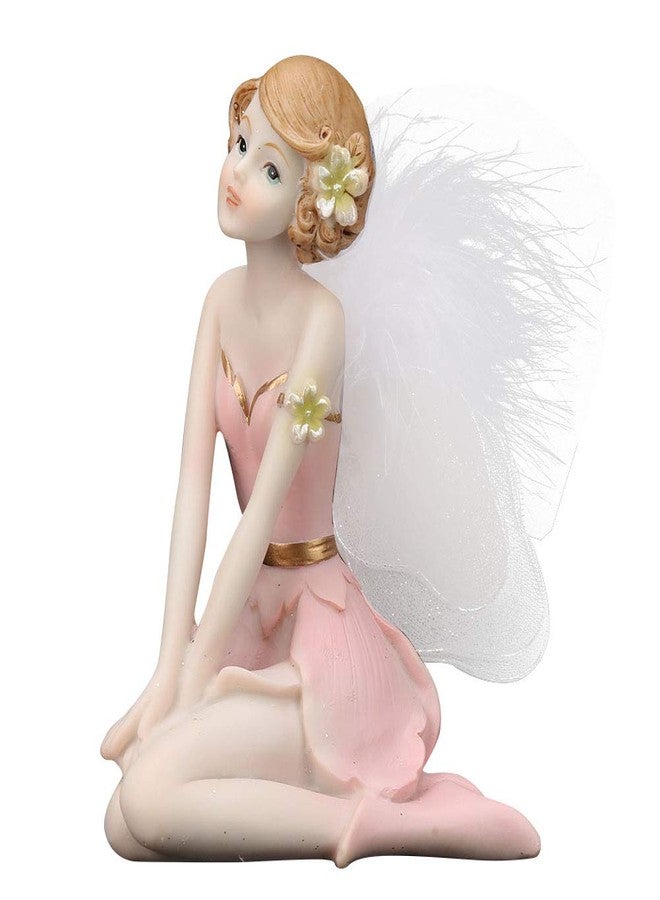 BORDSTRACT Flower Fairy Statue, Elegante Handmade Synthetic Resin Fairy Sitting Statue with Wings, Angel Ornaments for Home Desktop Garden Decor - Image 1